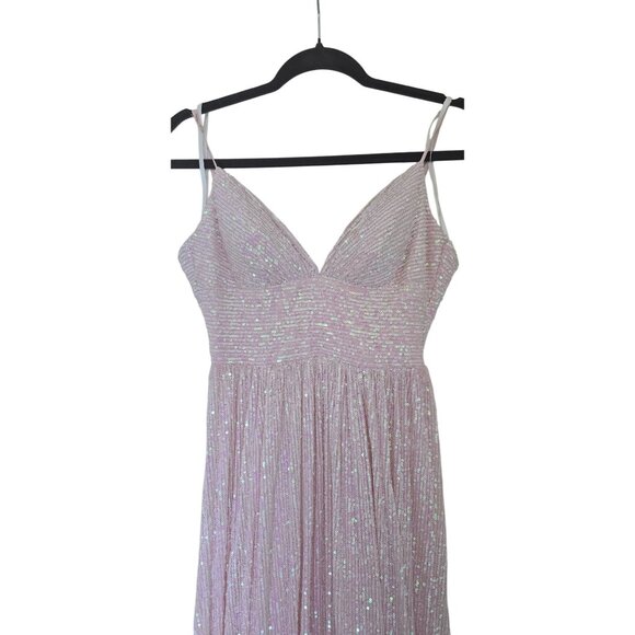 B.Smart  Sequin Spaghetti Strap Formal Gown Light Pink/Iridescent - Picture 6 of 12